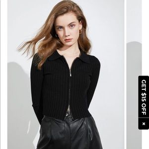 J.ING Hadley Black Double Zip Cardigan